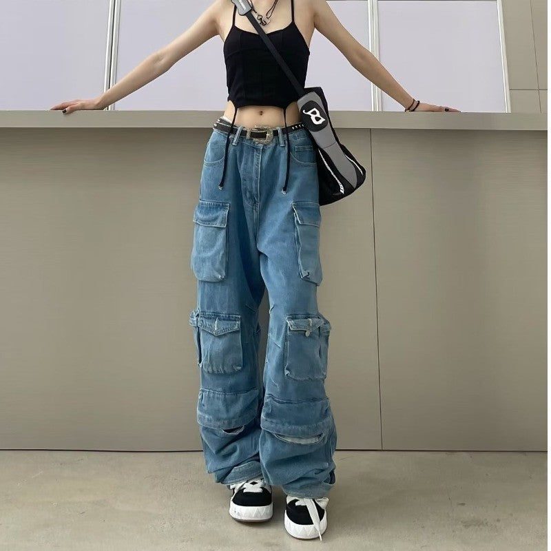 Pantalon Cargo Large avec Poches Multiples pour Femme