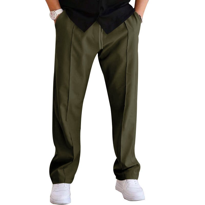 Pantalon Droit à Plis Classiques pour Homme - Vert militaire