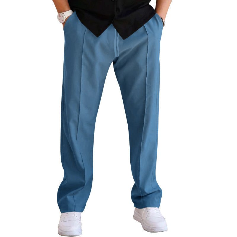 Pantalon Droit à Plis Classiques pour Homme - Bleu jean