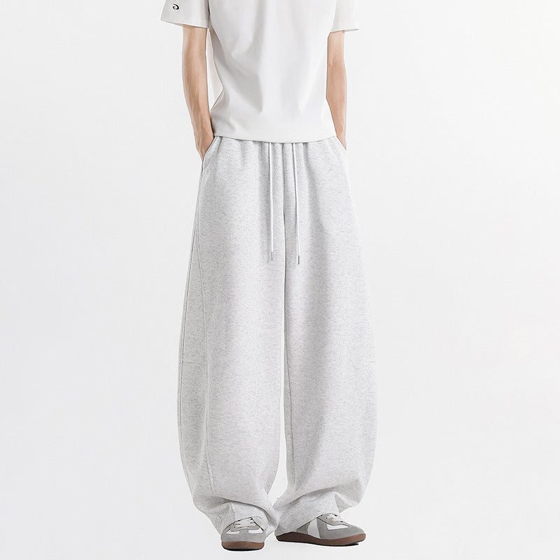 Pantalon Large en Coton avec Poches pour Homme - Gris-brun
