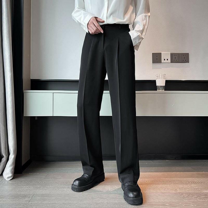 Pantalon Large Taille Haute Boutonné pour Homme - Noir