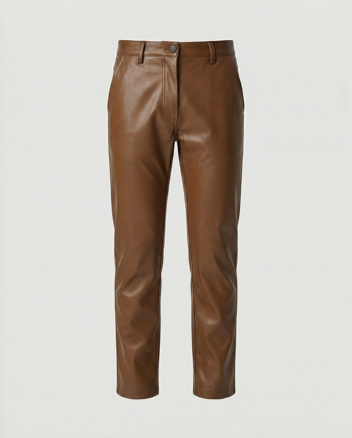 Pantalon Slim Fit en Cuir Synthétique pour Homme - Marron