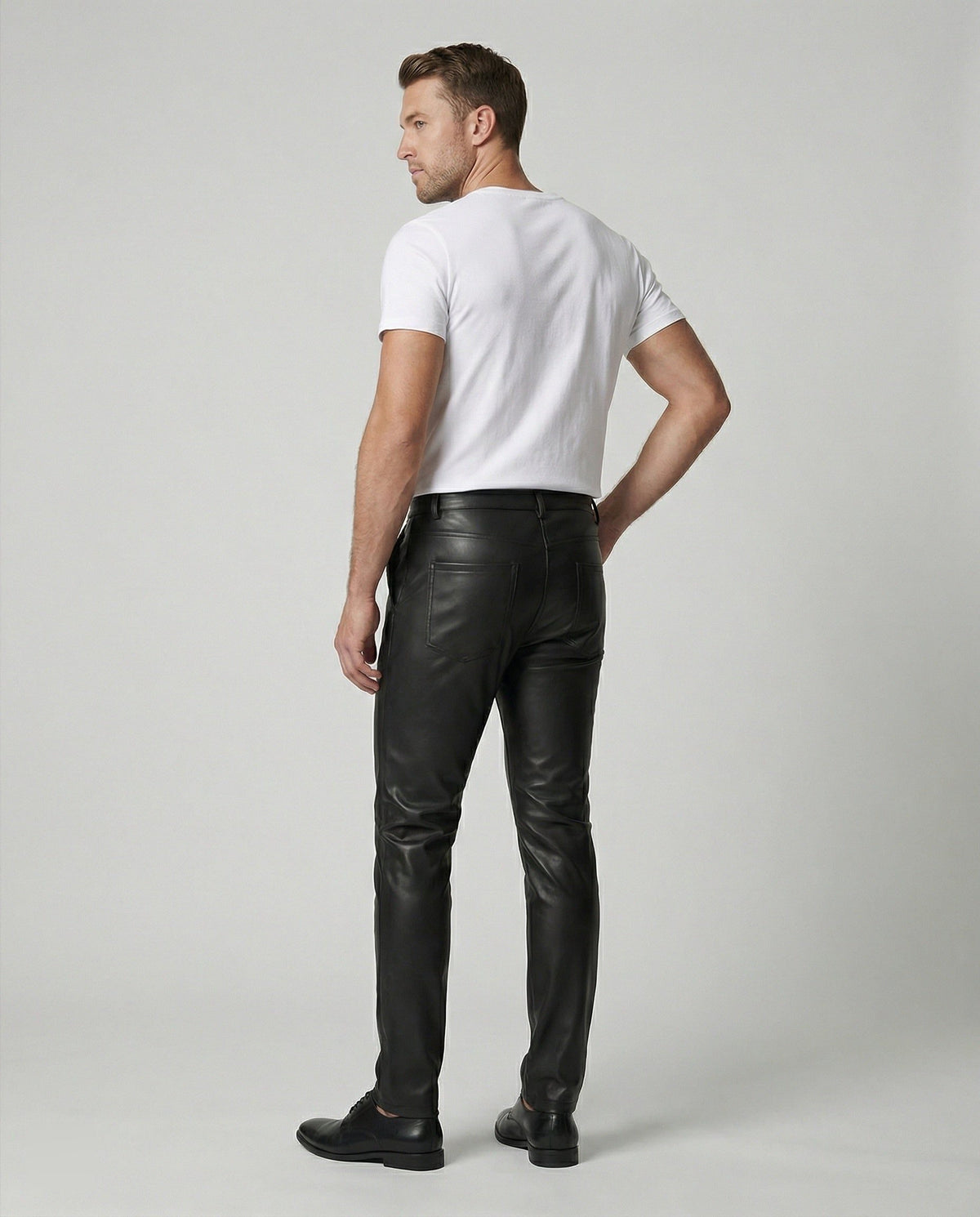 Pantalon Slim Fit en Cuir Synthétique pour Homme - View 3