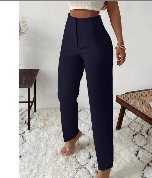 Pantalon Slim Taille Haute Doublé pour Femme
