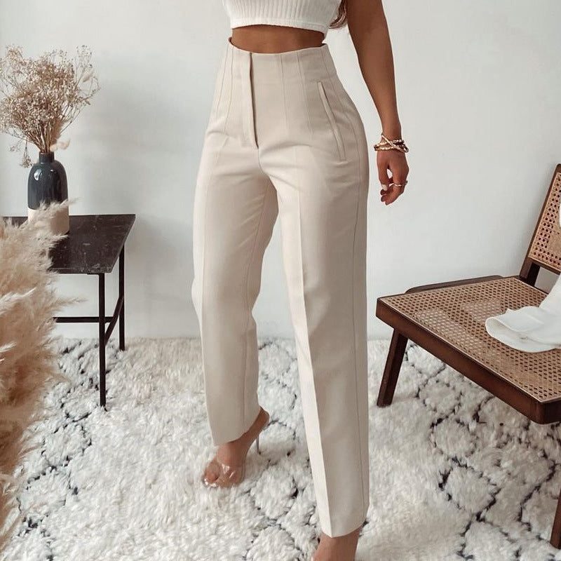 Pantalon Slim Taille Haute Doublé pour Femme