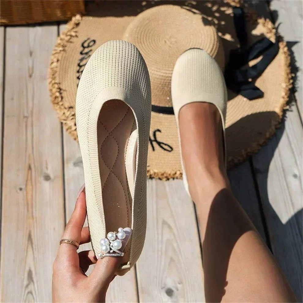 Pantoufles Tricotées à Enfiler pour Femme - Blanc