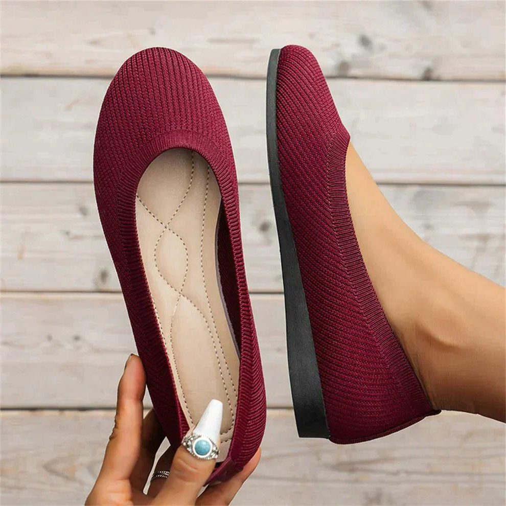 Pantoufles Tricotées à Enfiler pour Femme - Rouge
