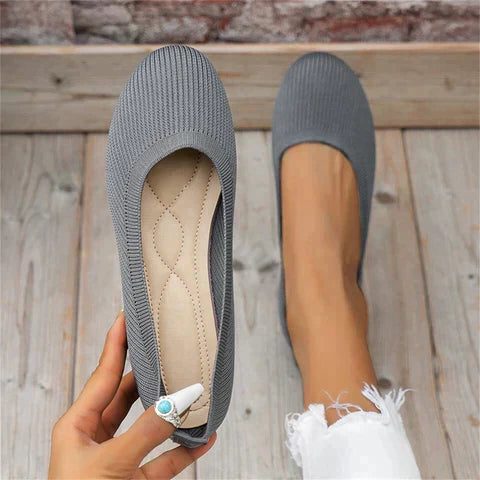 Pantoufles Tricotées à Enfiler pour Femme - Gris