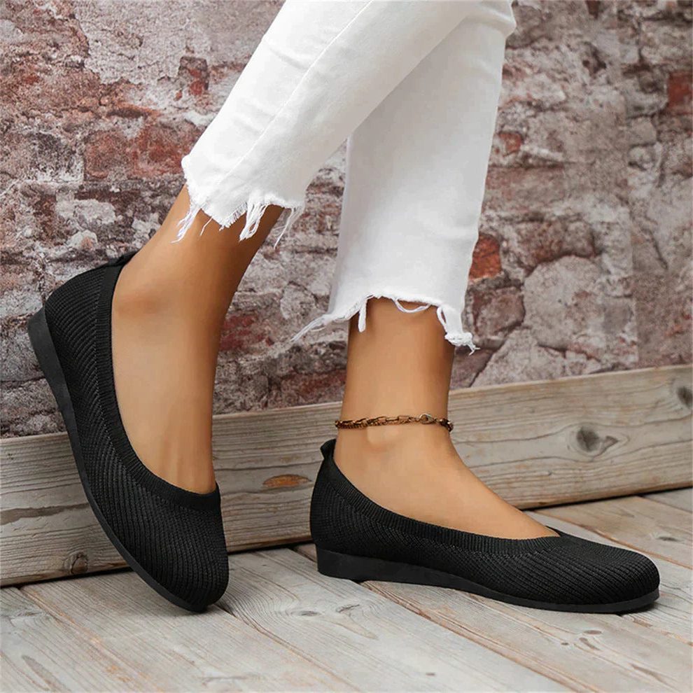 Pantoufles Tricotées à Enfiler pour Femme - Noir