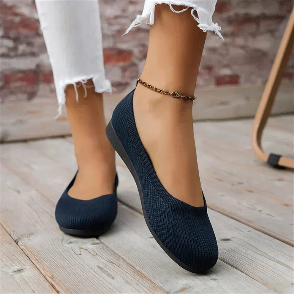 Pantoufles Tricotées à Enfiler pour Femme - Bleu