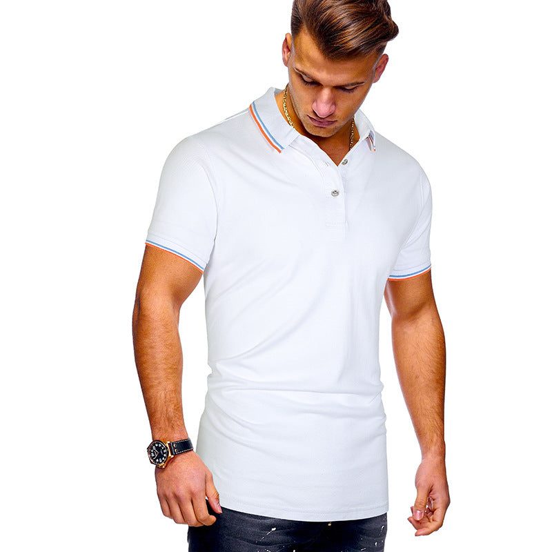 Polo à Rayures Contrastantes Manches Courtes pour Homme - Violet