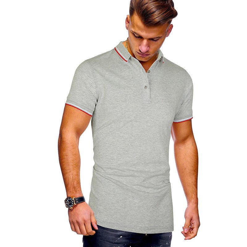 Polo à Rayures Contrastantes Manches Courtes pour Homme - Gris