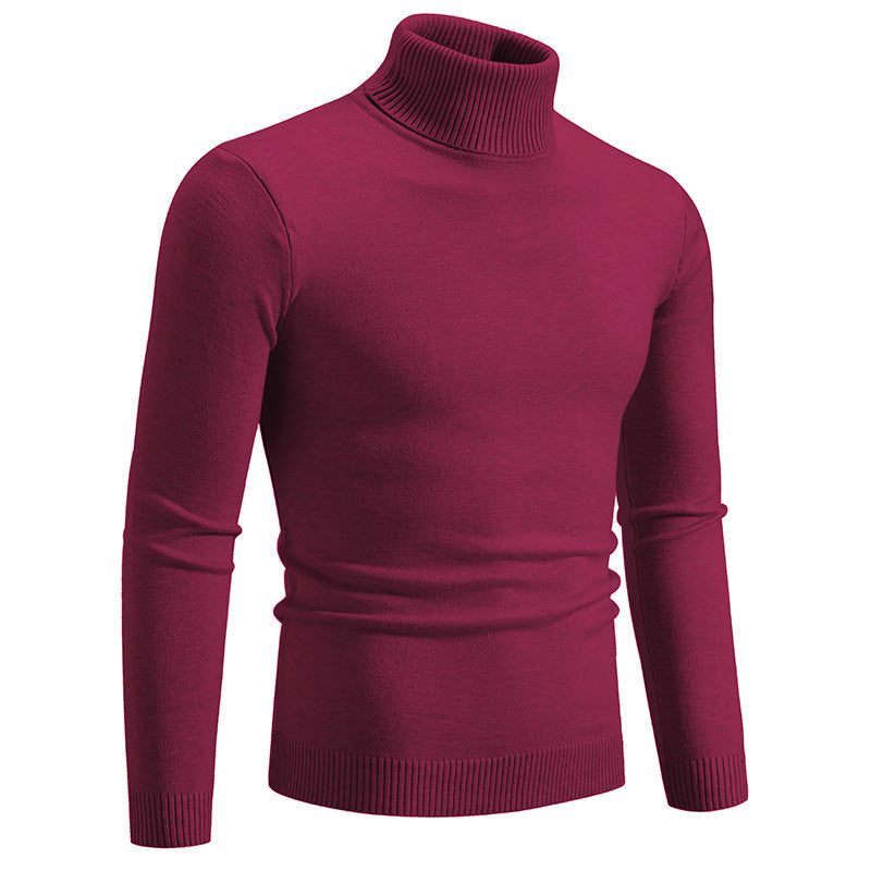 Pull Col Montant en Coton pour Homme - Rouge lie de vin