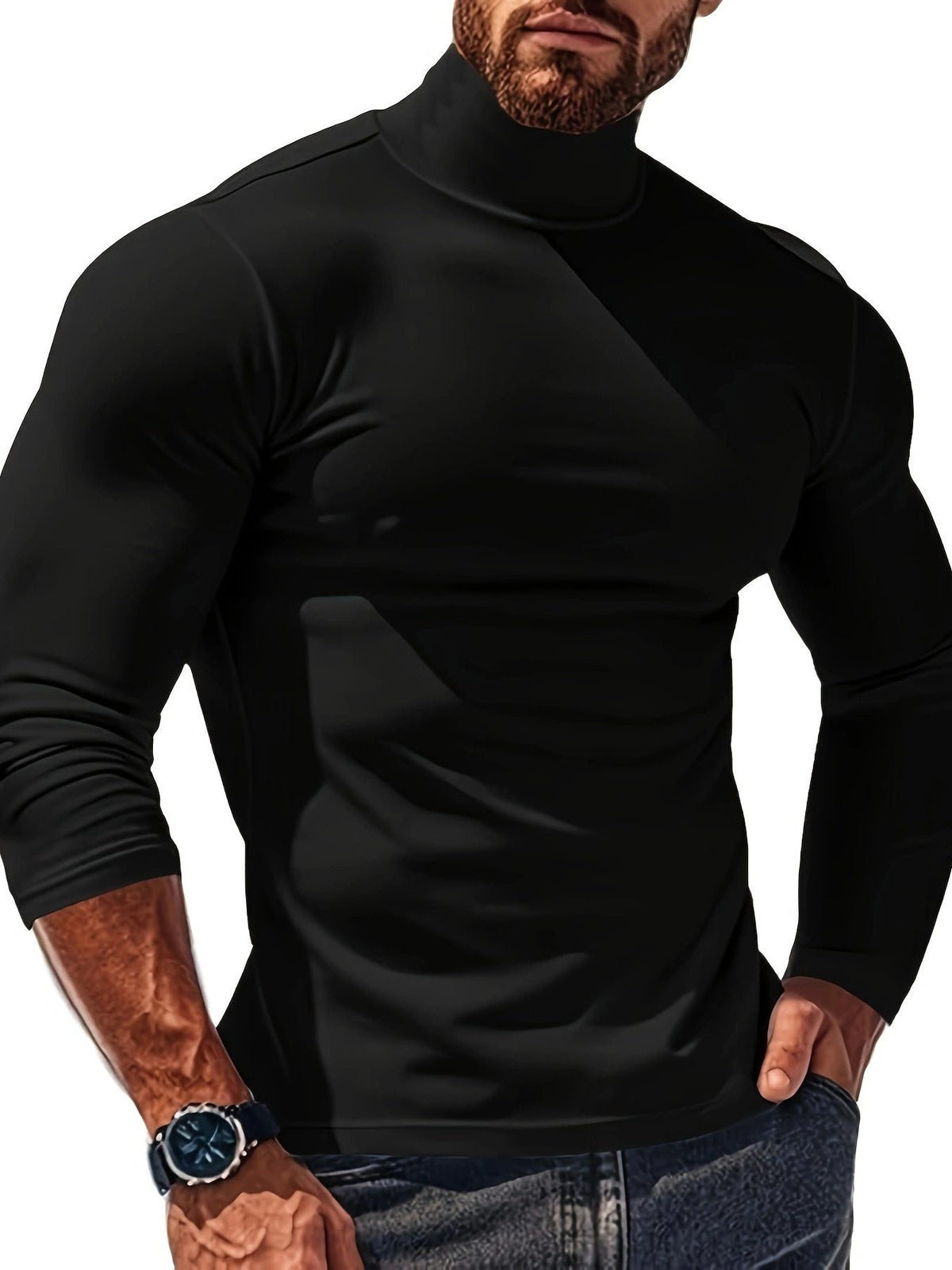 Pull à Col Montant pour Homme - Noir