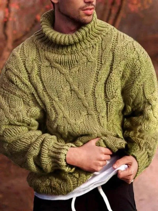 Pull Col Montant Torsadé pour Homme - Vert pâle