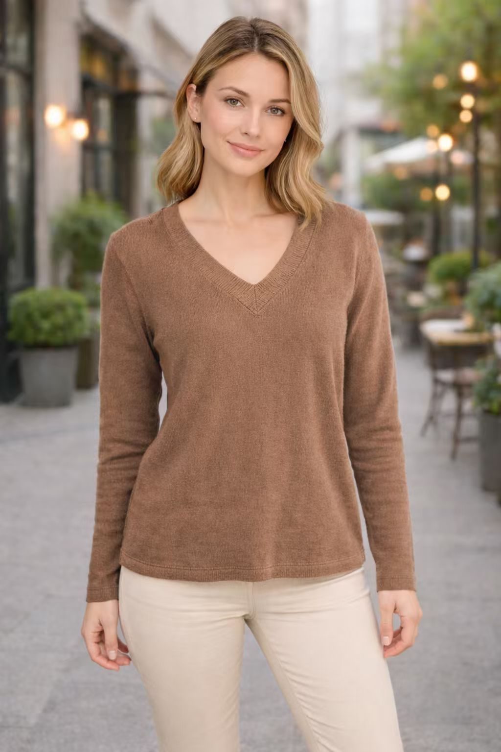 Pull Col V Manches Longues pour Femme - Auburn
