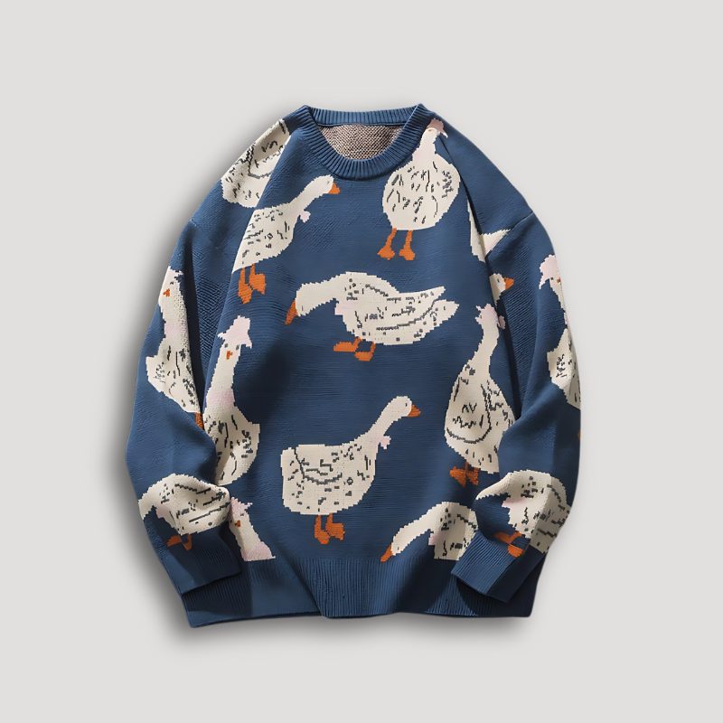 Pull à Motif Oies avec Manches Longues pour Femme