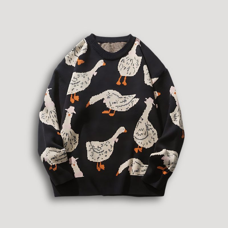 Pull à Motif Oies avec Manches Longues pour Femme