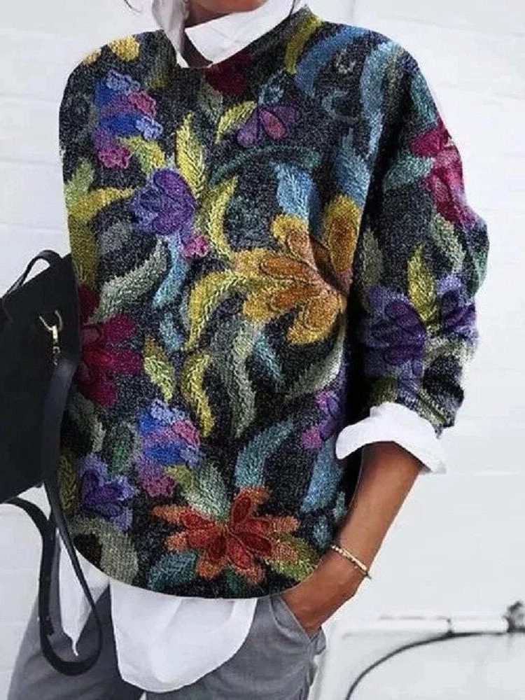 Pull Imprimé Fleurs pour Femme - Lilas