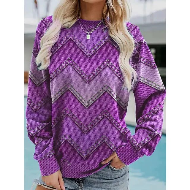 Pull Jacquard à Chevrons pour Femme - Lilas