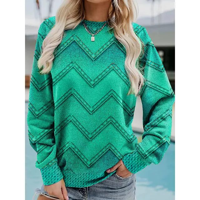 Pull Jacquard à Chevrons pour Femme - Vert