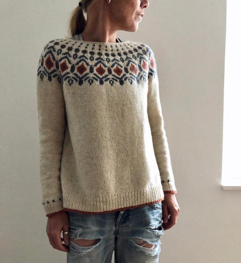 Pull à Jacquard Géométrique pour Femme - View 2