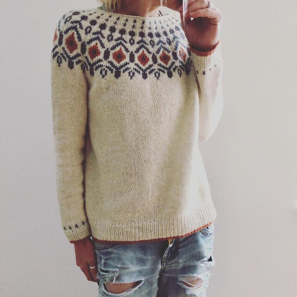 Pull à Jacquard Géométrique pour Femme - View 3