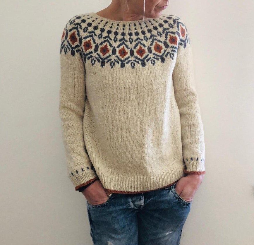 Pull à Jacquard Géométrique pour Femme - View 4
