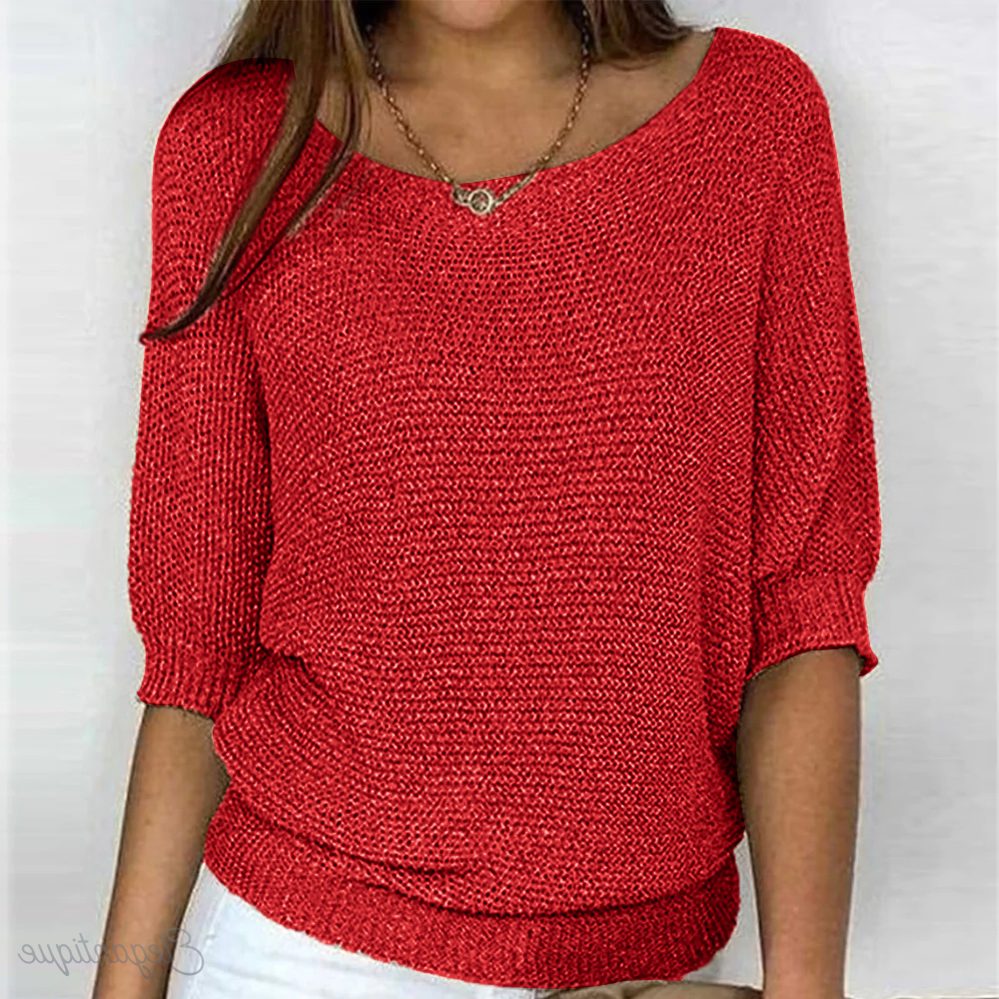 Pull à Manches Courtes Plissées pour Femme