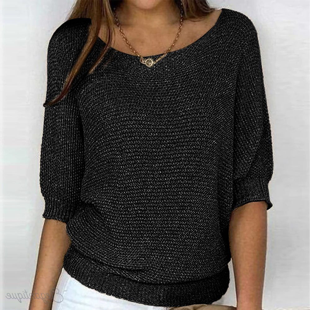 Pull à Manches Courtes Plissées pour Femme