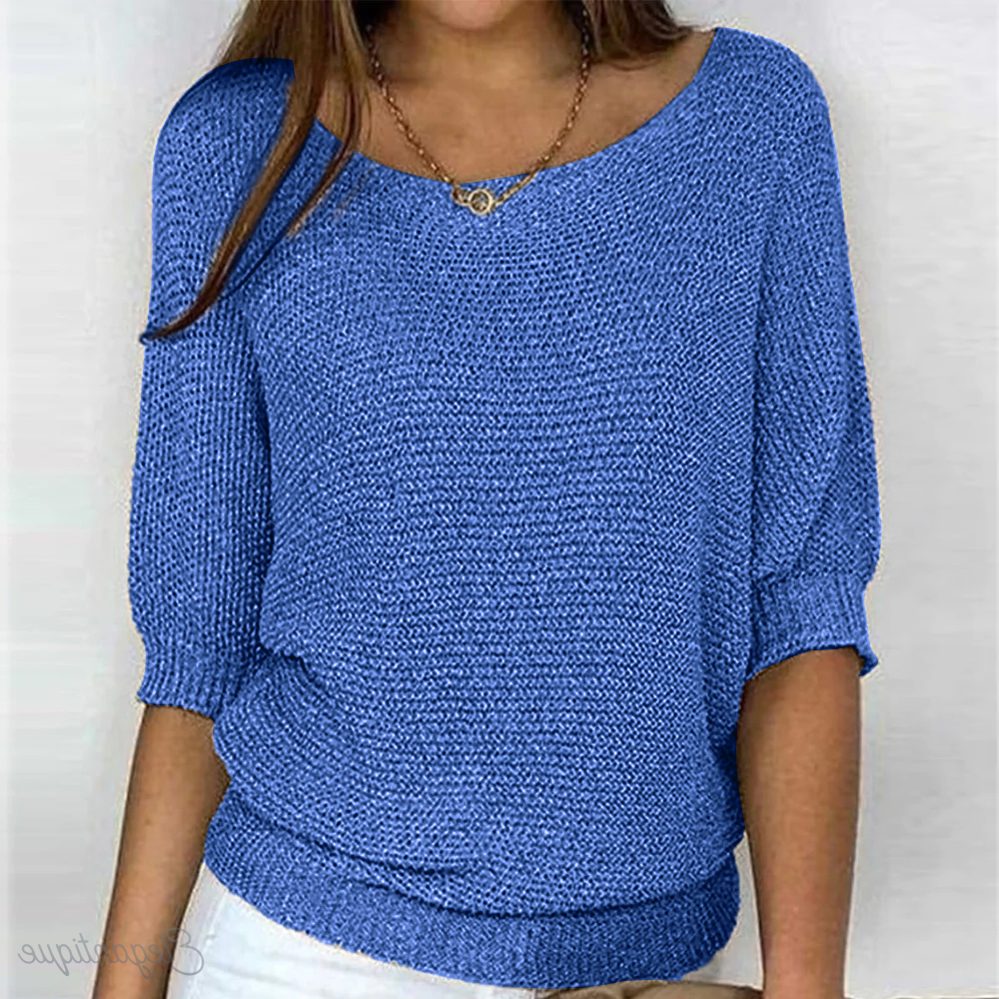 Pull à Manches Courtes Plissées pour Femme