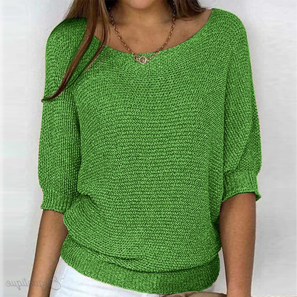 Pull à Manches Courtes Plissées pour Femme