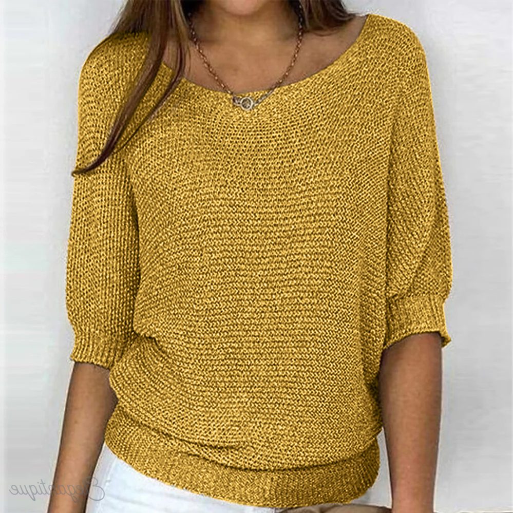 Pull à Manches Courtes Plissées pour Femme