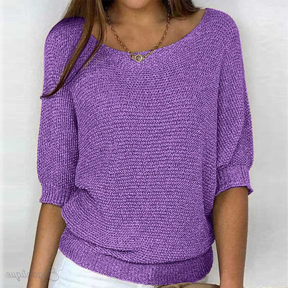 Pull à Manches Courtes Plissées pour Femme