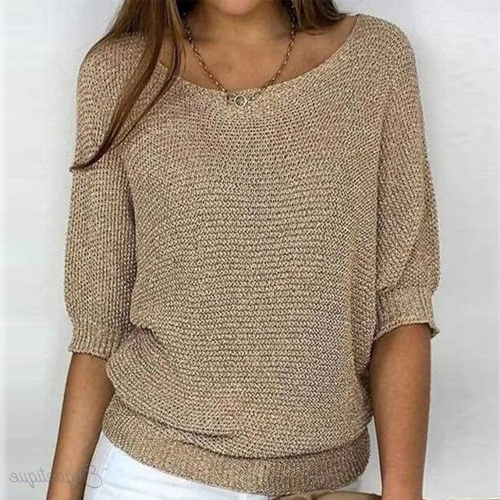 Pull à Manches Courtes Plissées pour Femme