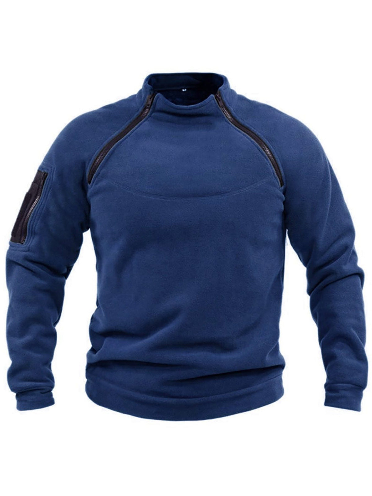 Pull Polaire Col Montant avec Poches pour Homme - Bleu