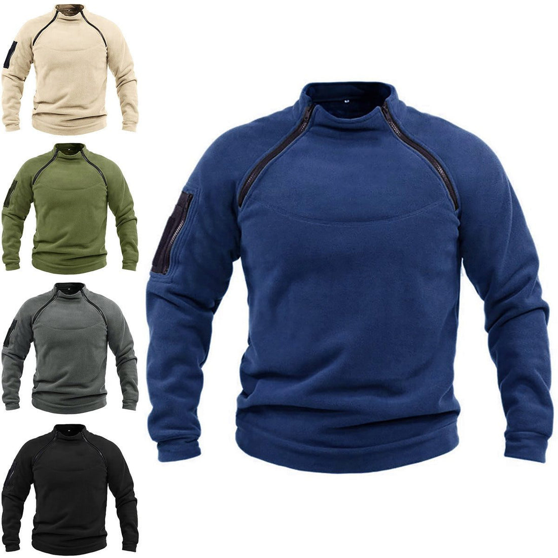 Pull Polaire Col Montant avec Poches pour Homme