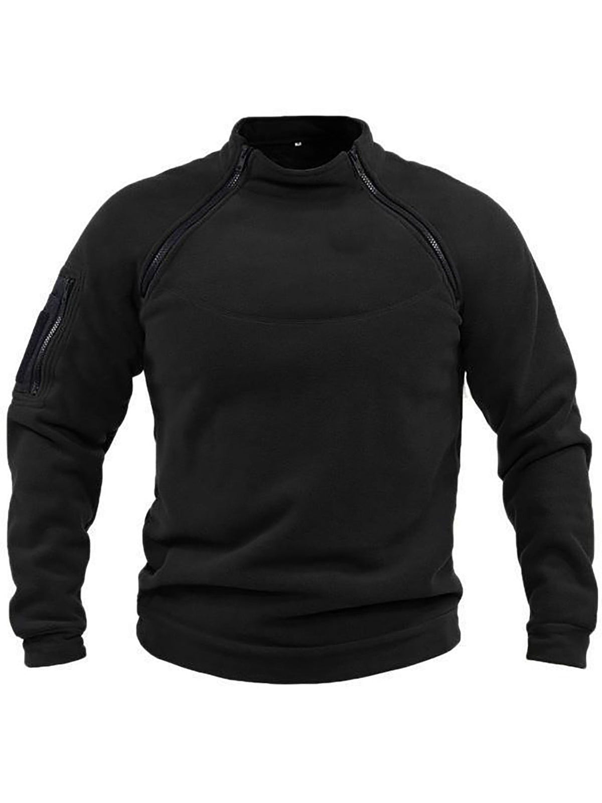 Pull Polaire Col Montant avec Poches pour Homme - Noir