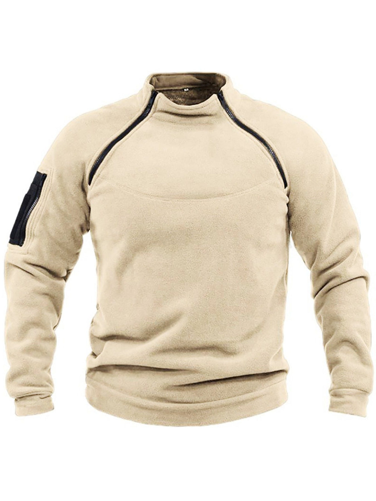 Pull Polaire Col Montant avec Poches pour Homme - Beige