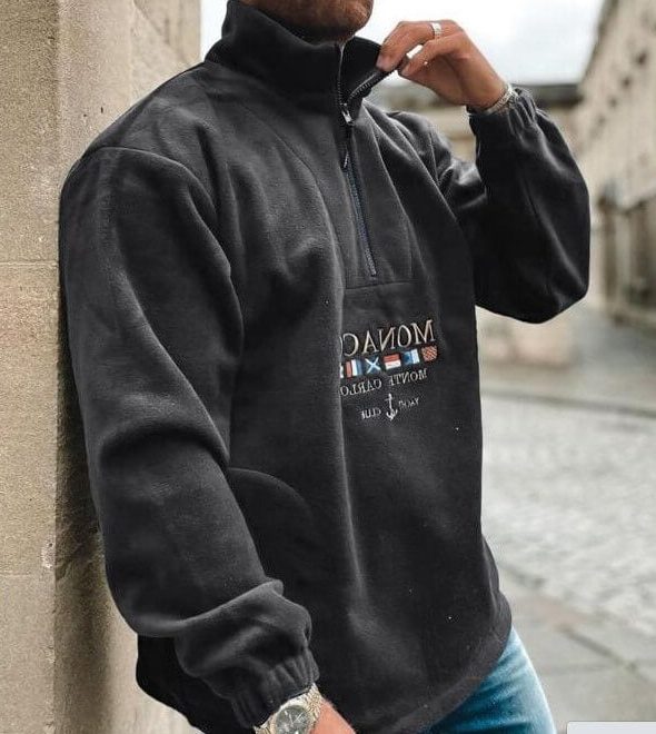 Pull Zippé Col Montant pour Homme - Gris