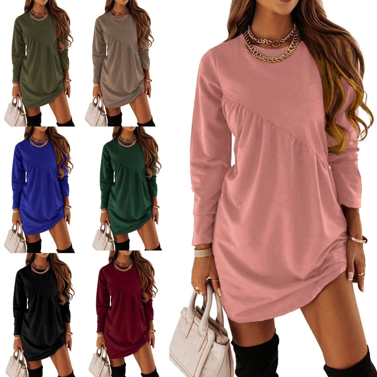 Robe Asymétrique à Manches Longues pour Femme