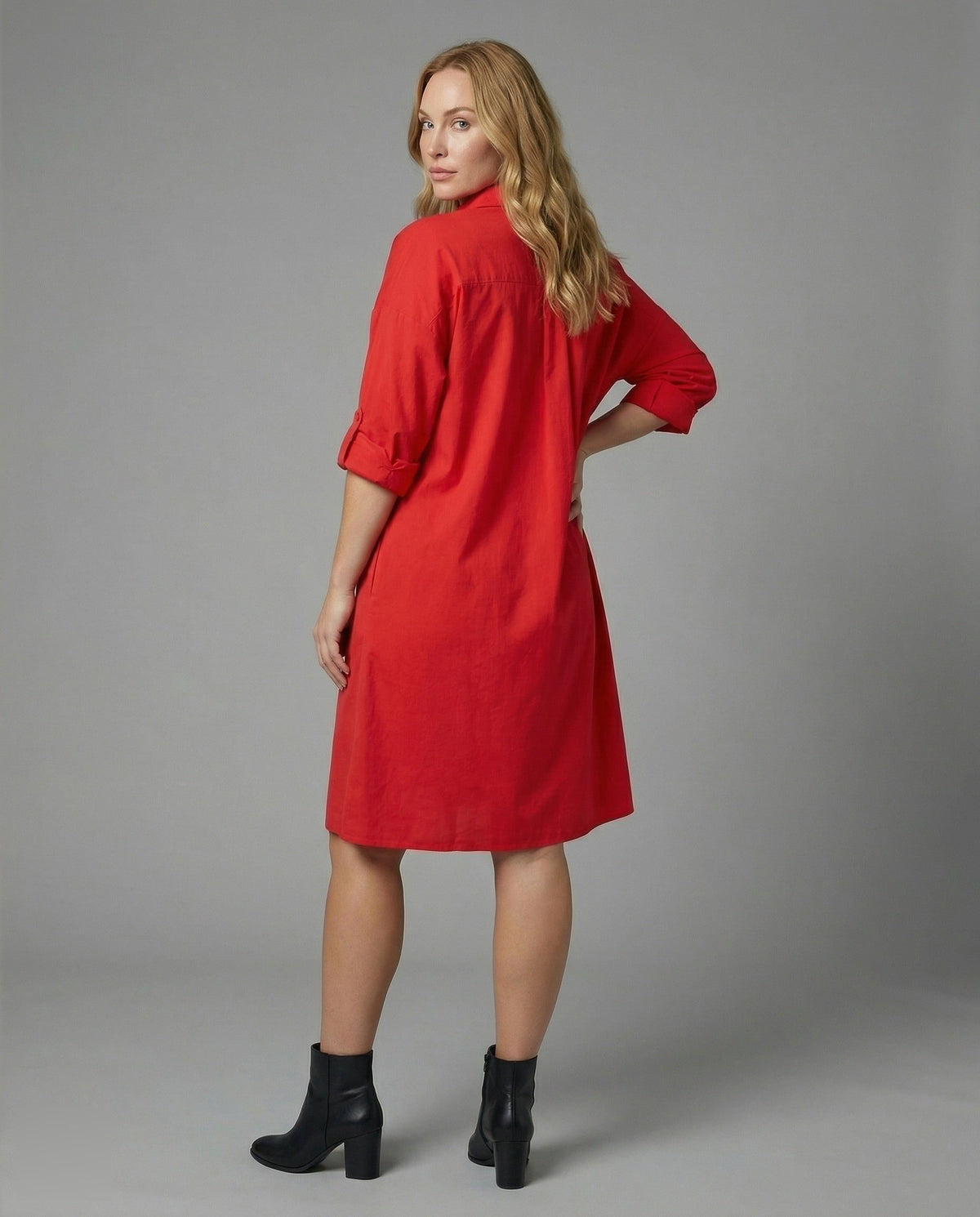 Robe Chemise Oversize en Popeline pour Femme - View 4