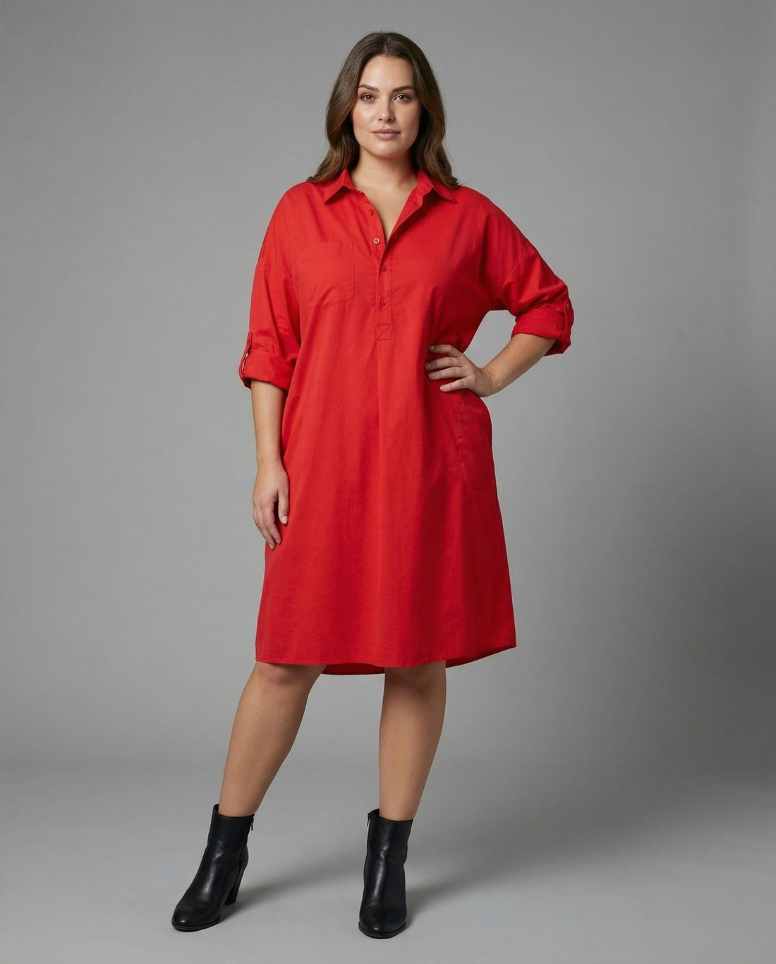 Robe Chemise Oversize en Popeline pour Femme