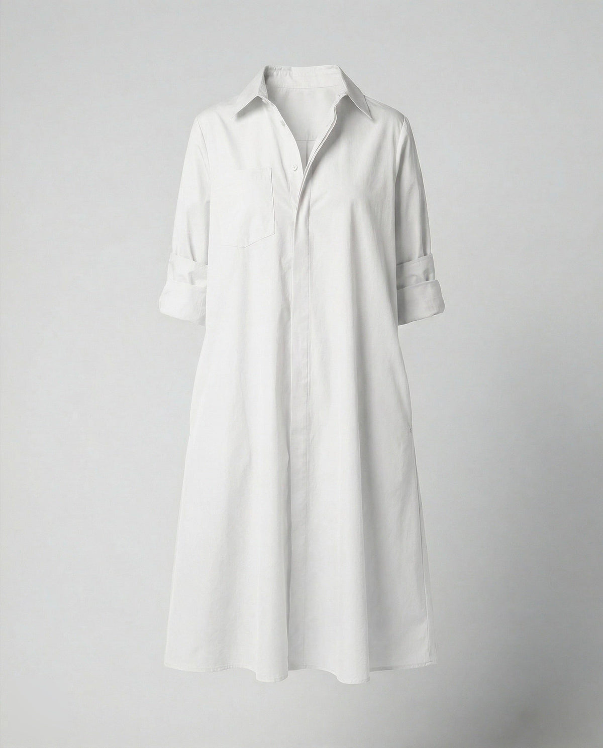 Robe Chemise Oversize en Popeline pour Femme - Blanc
