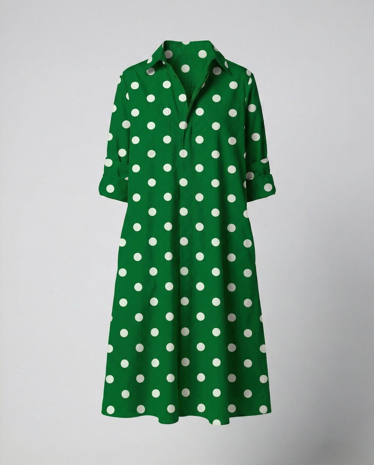 Robe Chemise Oversize en Popeline pour Femme - Vert