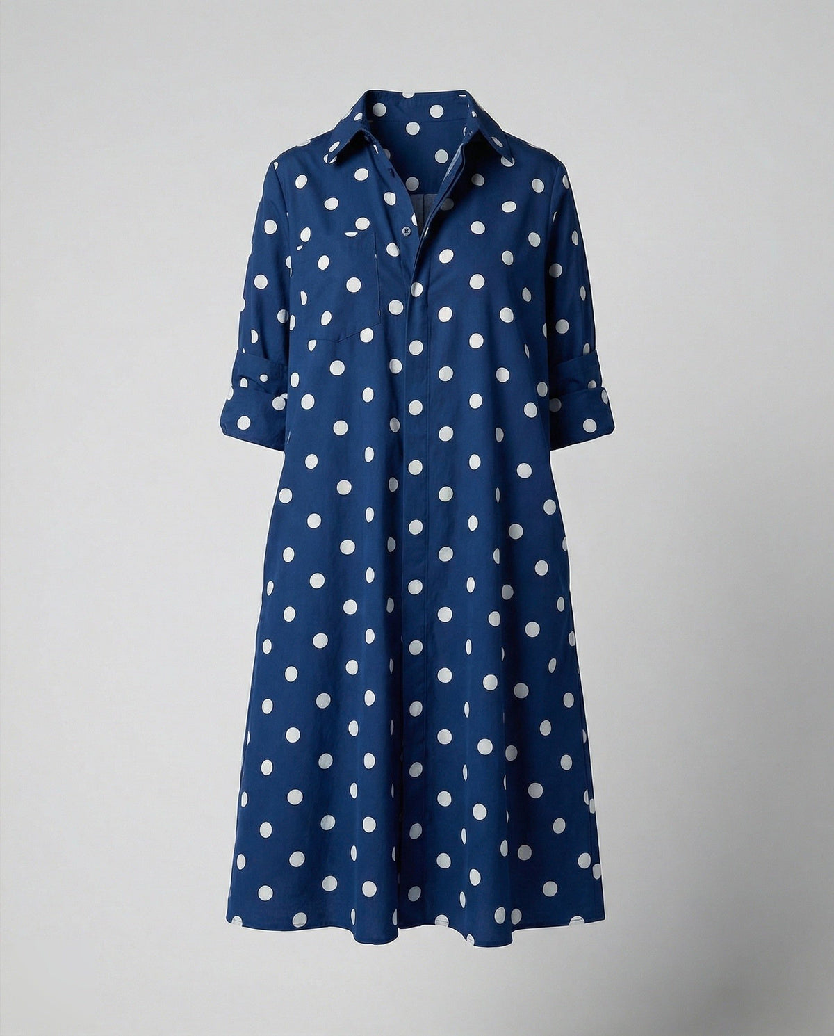 Robe Chemise Oversize en Popeline pour Femme - Bleu