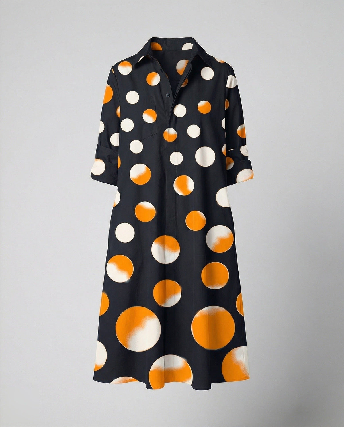 Robe Chemise Oversize en Popeline pour Femme - Orange