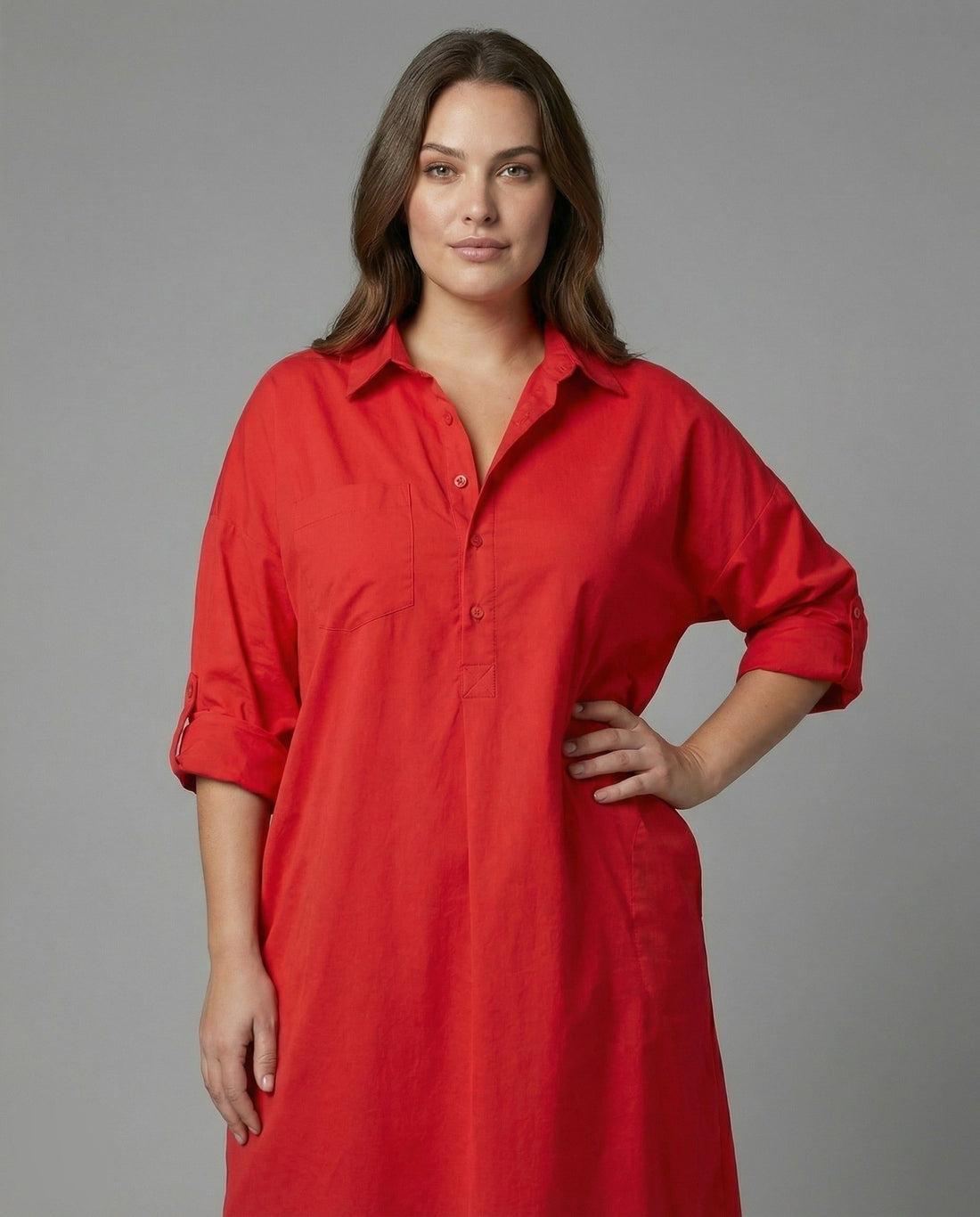Robe Chemise Oversize en Popeline pour Femme