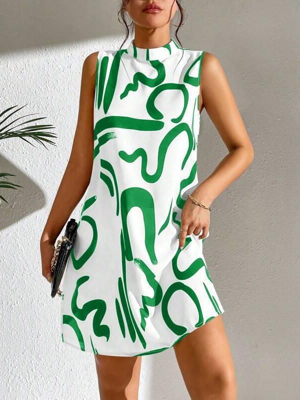 Robe Courte Ligne A Motif Graphique pour Femme - View 10