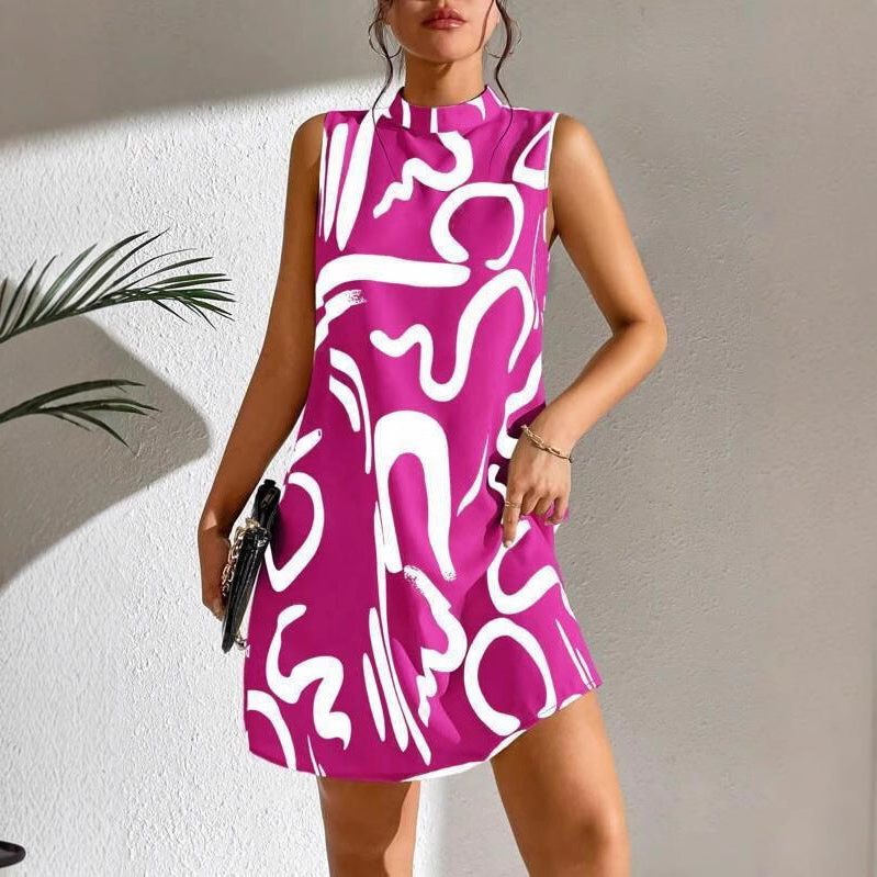Robe Courte Ligne A Motif Graphique pour Femme - View 3